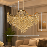 Crystal Candelabra VELOURA Supremo 28xE14, D100 cm, Χρυσό, Ρυθμιζόμενο ύψος, Metal and Crystal Crystal Candelabra Προεπιλεγμένος τίτλος Alessandro Design