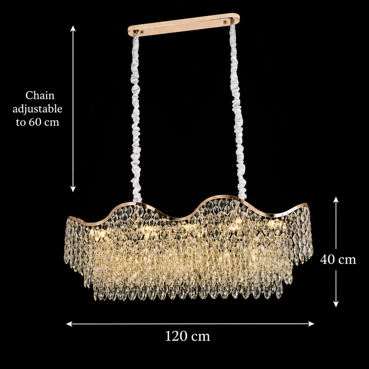 Crystal Chandelier 16xE14 VELOURA Supremo Reale, 120x35 cm, Χρυσό, Ρυθμιζόμενο ύψος, Μεταλλικοί και Κρυστάλλινοι Πολυέλαιοι Κρυστάλλινοι Προεπιλεγμένος τίτλος Alessandro Design