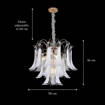 Crystal Chandelier MURANO Eleganza 4xE14, D50 cm, Λευκό, Ρυθμιζόμενο ύψος, Μεταλλικοί και Κρυστάλλινοι Πολυέλαιοι Προεπιλεγμένος τίτλος Alessandro Design