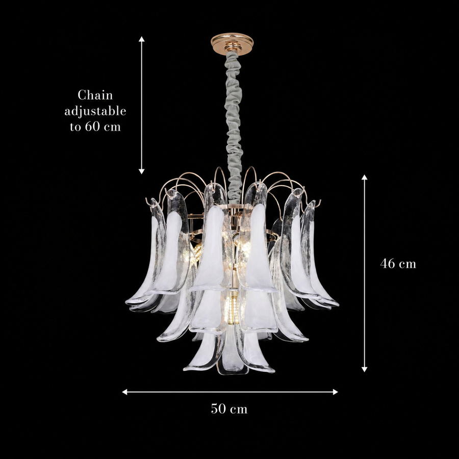 Crystal Chandelier MURANO Eleganza 4xE14, D50 cm, Λευκό, Ρυθμιζόμενο ύψος, Μεταλλικοί και Κρυστάλλινοι Πολυέλαιοι Προεπιλεγμένος τίτλος Alessandro Design
