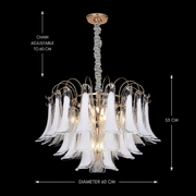 Crystal Chandelier MURANO Magno 7xE14, D60 cm, Λευκό, Ρυθμιζόμενο ύψος, Μεταλλικοί και Κρυστάλλινοι Πολυέλαιοι Προεπιλεγμένος τίτλος Alessandro Design