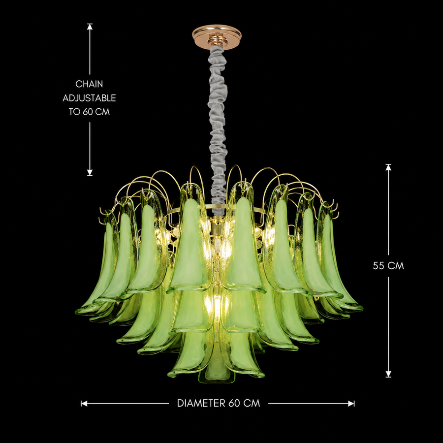 Crystal Chandelier MURANO Magno 7xE14, D60 cm, Πράσινο, Ρυθμιζόμενο ύψος, Μεταλλικοί και Κρυστάλλινοι Πολυέλαιοι Προεπιλεγμένος τίτλος Alessandro Design
