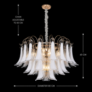 Crystal Chandelier MURANO Regalis 17xE14, D80 cm, Λευκό, Ρυθμιζόμενο ύψος, Μεταλλικοί και Κρυστάλλινοι Πολυέλαιοι Προεπιλεγμένος τίτλος Alessandro Design