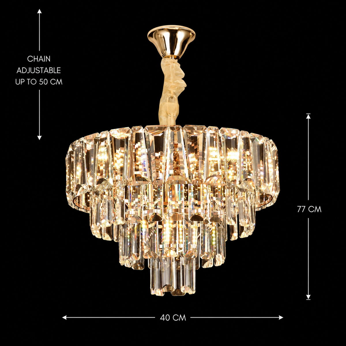 Crystal Chandelier VALMONT Nobile 6xE14, D40 cm, Χρυσό, Ρυθμιζόμενο ύψος, Μεταλλικοί και Κρυστάλλινοι Πολυέλαιοι Προεπιλεγμένος τίτλος Alessandro Design