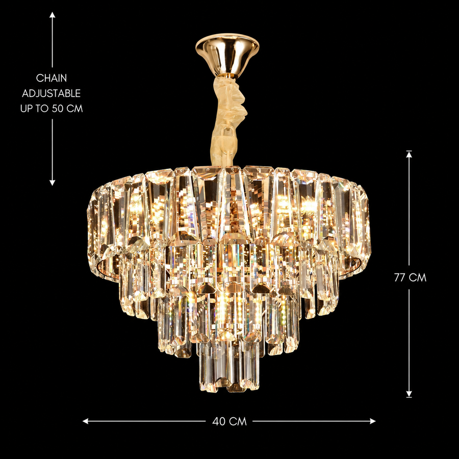 Crystal Chandelier VALMONT Nobile 6xE14, D40 cm, Χρυσό, Ρυθμιζόμενο ύψος, Μεταλλικοί και Κρυστάλλινοι Πολυέλαιοι Προεπιλεγμένος τίτλος Alessandro Design