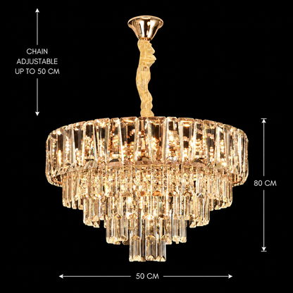 Crystal Chandelier VALMONT Eleganza 8xE14, D50 cm, Χρυσό, Ρυθμιζόμενο ύψος, Μεταλλικοί και Κρυστάλλινοι Πολυέλαιοι Προεπιλεγμένος τίτλος Alessandro Design