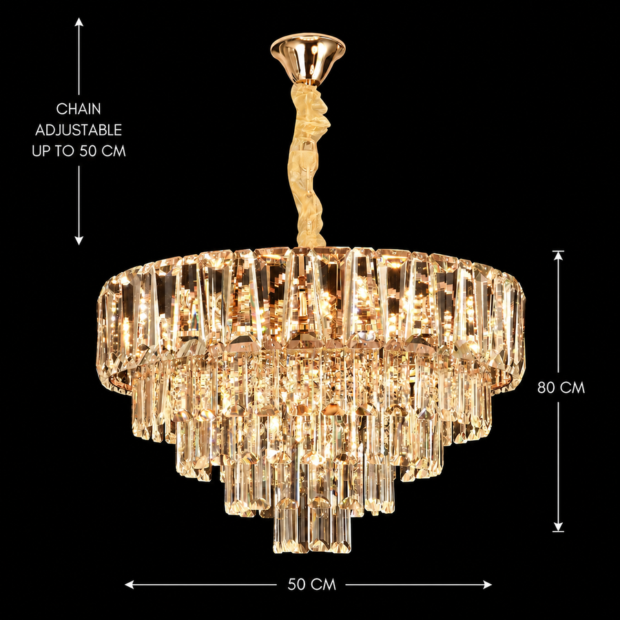 Crystal Chandelier VALMONT Eleganza 8xE14, D50 cm, Χρυσό, Ρυθμιζόμενο ύψος, Μεταλλικοί και Κρυστάλλινοι Πολυέλαιοι Προεπιλεγμένος τίτλος Alessandro Design