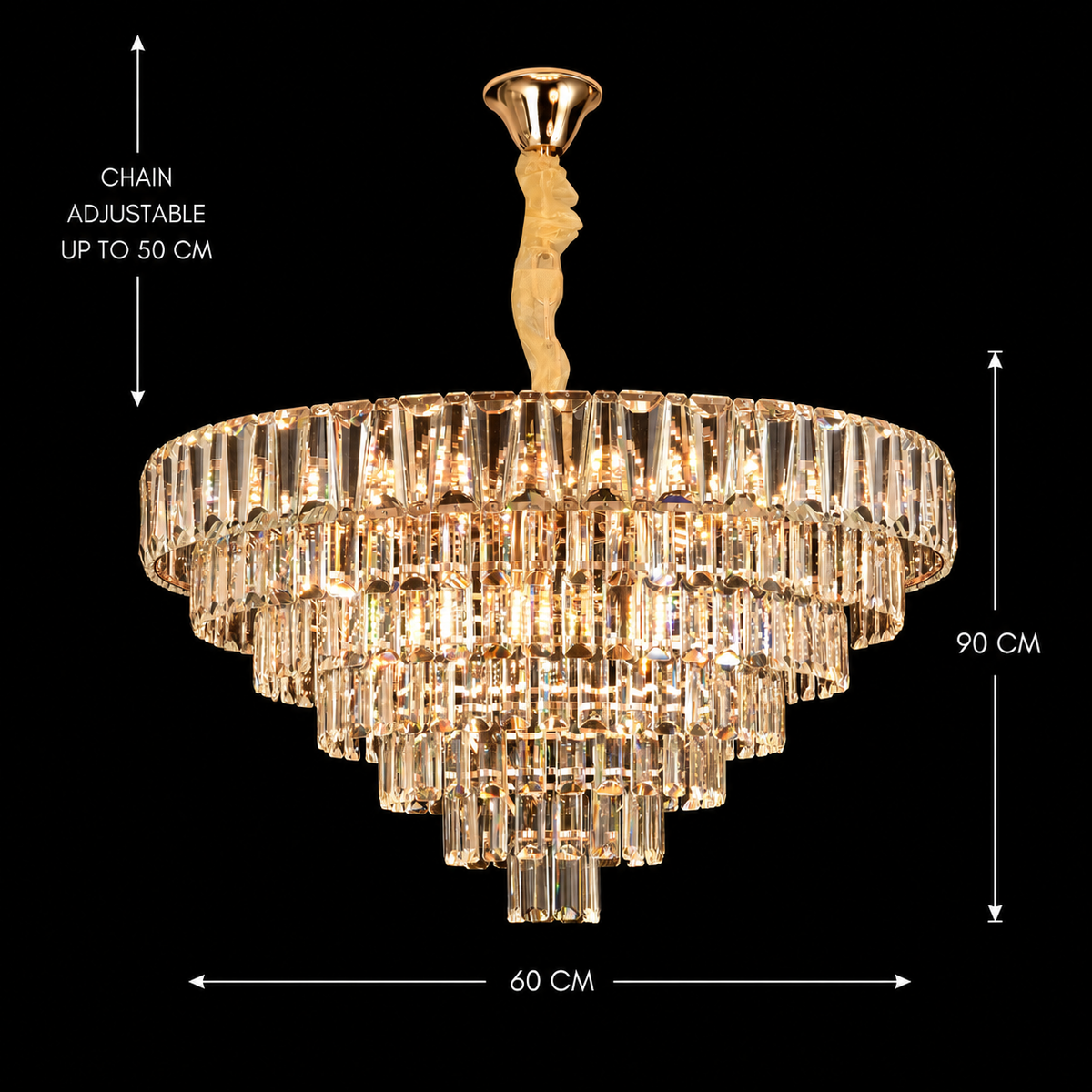 Crystal Chandelier VALMONT Magno 12xE14, D60 cm, Χρυσό, Ρυθμιζόμενο Ύψος, Μεταλλικοί και Κρυστάλλινοι Πολυέλαιοι Προεπιλεγμένος τίτλος Alessandro Design