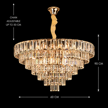 Crystal Chandelier VALMONT Magno 12xE14, D60 cm, Χρυσό, Ρυθμιζόμενο Ύψος, Μεταλλικοί και Κρυστάλλινοι Πολυέλαιοι Προεπιλεγμένος τίτλος Alessandro Design