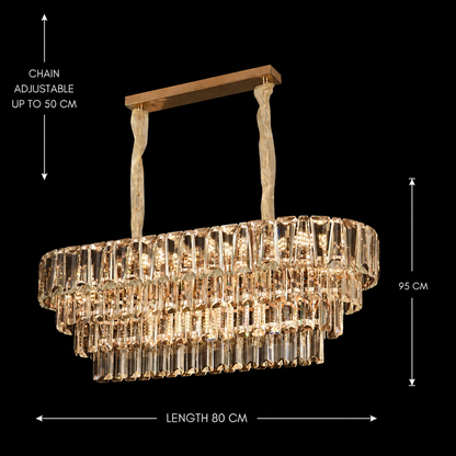 Crystal Chandelier VALMONT Supremo 12xE14, 80x30 cm, Χρυσό, Ρυθμιζόμενο ύψος, Μεταλλικοί και Κρυστάλλινοι Πολυέλαιοι Κρυστάλλινοι Προεπιλεγμένος τίτλος Alessandro Design