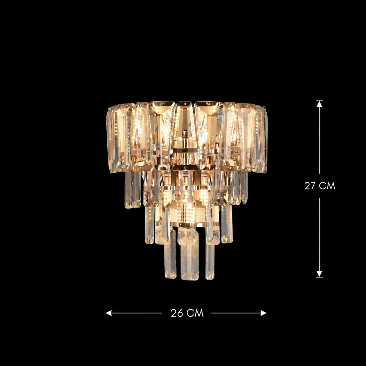 Crystal Chandelier VELMONT 3xE14, 26 cm, Gold, Ρυθμιζόμενο Ύψος, Metal and Crystal Crystal Chandeliers Προεπιλεγμένος τίτλος Alessandro Design