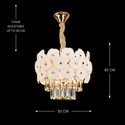 Crystal Chandelier PETAL Petito 3xE14, D30 cm, Gold, Ρυθμιζόμενο Ύψος, Metal and Crystal Crystal Chandeliers Προεπιλεγμένος τίτλος Alessandro Design