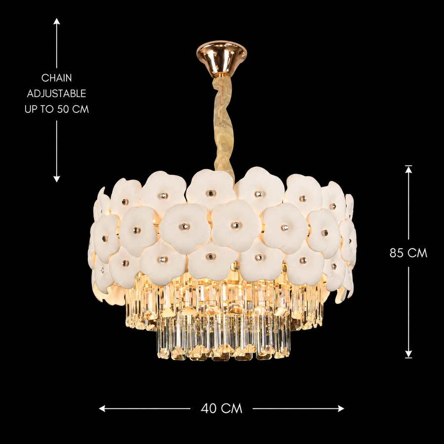 Crystal Chandelier PETAL Nobile 6xE14, D40 cm, Χρυσό, Ρυθμιζόμενο ύψος, Metal and Crystal Crystal Chandeliers Προεπιλεγμένος τίτλος Alessandro Design