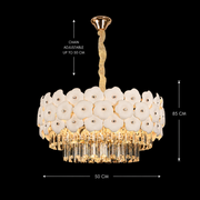 Crystal Chandelier PETAL Eleganza 9xE14, D50 cm, Gold, Ρυθμιζόμενο ύψος, Μεταλλικοί και Κρυστάλλινοι Πολυέλαιοι Προεπιλεγμένος Τίτλος Alessandro Design