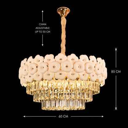 Crystal Chandelier PETAL Magno 13xE14, D60 cm, Χρυσό, Ρυθμιζόμενο Ύψος, Metal and Crystal Crystal Chandeliers Προεπιλεγμένος τίτλος Alessandro Design