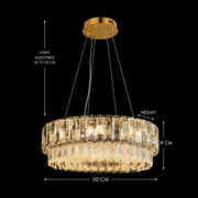 Κρυστάλλινος Πολυέλαιος ELYSIAN Eleganza 7xE14, D50 cm, Χρυσός, Ρυθμιζόμενο Ύψος, Μέταλλο και Κρύσταλλο