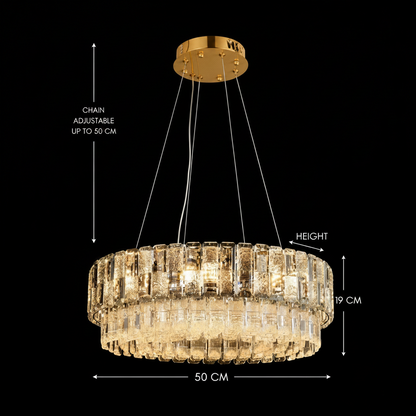 Κρυστάλλινος Πολυέλαιος ELYSIAN Eleganza 7xE14, D50 cm, Χρυσός, Ρυθμιζόμενο Ύψος, Μέταλλο και Κρύσταλλο
