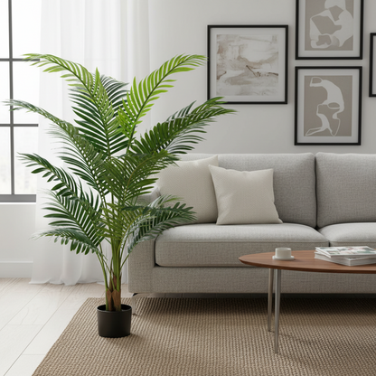 Τεχνητό φυτό φοίνικα Kentia, 3 μίσχοι, 17 φύλλα, 160 cm, πράσινο, με γλάστρα