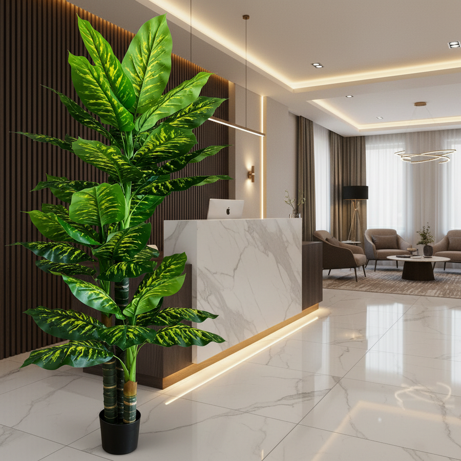 Τεχνητό φυτό Τύπος Dieffenbachia, 3 μίσχοι, 190 cm, Πράσινο