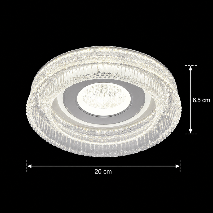 MARU LED Πολυέλαιος Petito, 29W, Διάμετρος 20cm, Ζεστό/Ουδέτερο/Ψυχρό φως, Λευκό, Μέταλλο και Κρύσταλλο