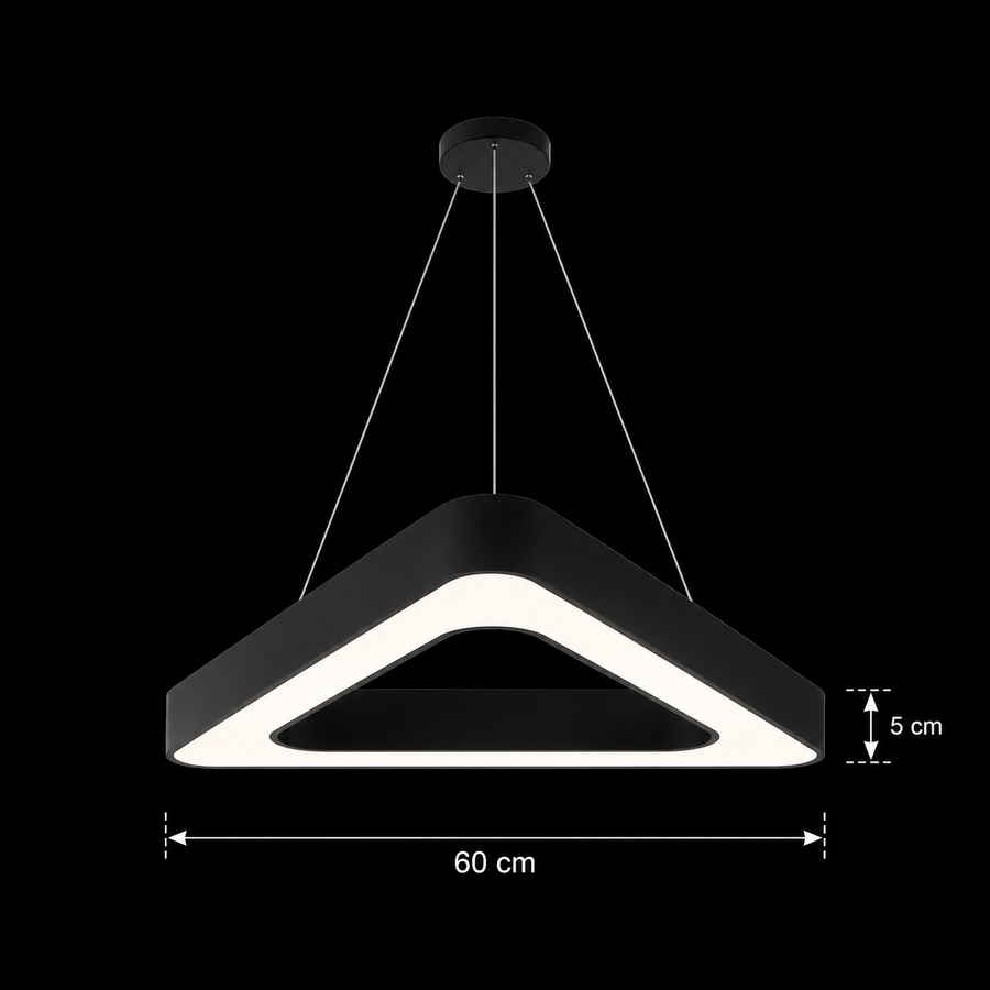 Κρεμαστός πολυέλαιος LED ANGLE, 60cm, 25W, Ρυθμιζόμενο ύψος, Ψυχρό φως, Μαύρο, Μεταλλικό και Ακρυλικό