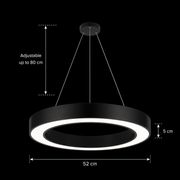 Κρεμαστός πολυέλαιος LED ANGLE, D52cm, 25W, Ρυθμιζόμενο ύψος, Ψυχρό φως, Μαύρο, Μεταλλικό και Ακρυλικό