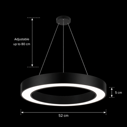 Κρεμαστός πολυέλαιος LED ANGLE, D52cm, 25W, Ρυθμιζόμενο ύψος, Ψυχρό φως, Μαύρο, Μεταλλικό και Ακρυλικό