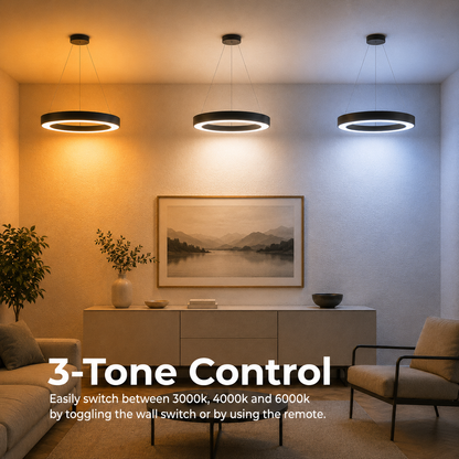 Κρεμαστός πολυέλαιος LED ANGLE, D52cm, 25W, Ρυθμιζόμενο ύψος, Ψυχρό φως, Μαύρο, Μεταλλικό και Ακρυλικό