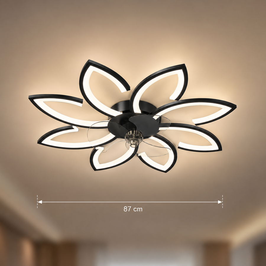 Πολυέλαιος ANEMO Fan LED με Τηλεχειριστήριο, 47W, D87cm, Κρύο/Ουδέτερο/Ζεστό φως, Μαύρο