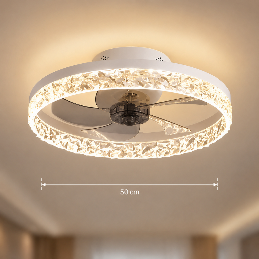 Πολυέλαιος LED VEYA με τηλεχειριστήριο, 38W, D50cm, Κρύο/Ουδέτερο/Ζεστό φως, Λευκό