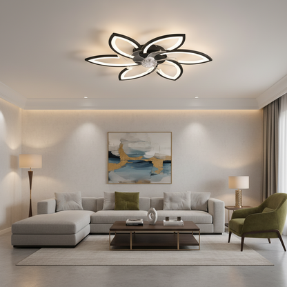 Πολυέλαιος ANEMO Fan LED με Τηλεχειριστήριο, 36W, D76,5cm, Κρύο/Ουδέτερο/Ζεστό φως, Μαύρο