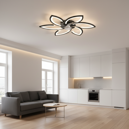 Πολυέλαιος ANEMO Fan LED με Τηλεχειριστήριο, 36W, D76,5cm, Κρύο/Ουδέτερο/Ζεστό φως, Μαύρο