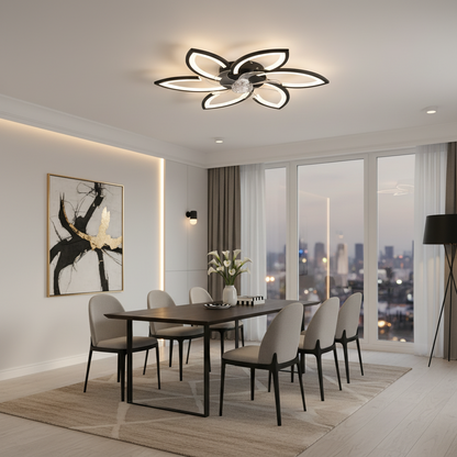 Πολυέλαιος ANEMO Fan LED με Τηλεχειριστήριο, 36W, D76,5cm, Κρύο/Ουδέτερο/Ζεστό φως, Μαύρο