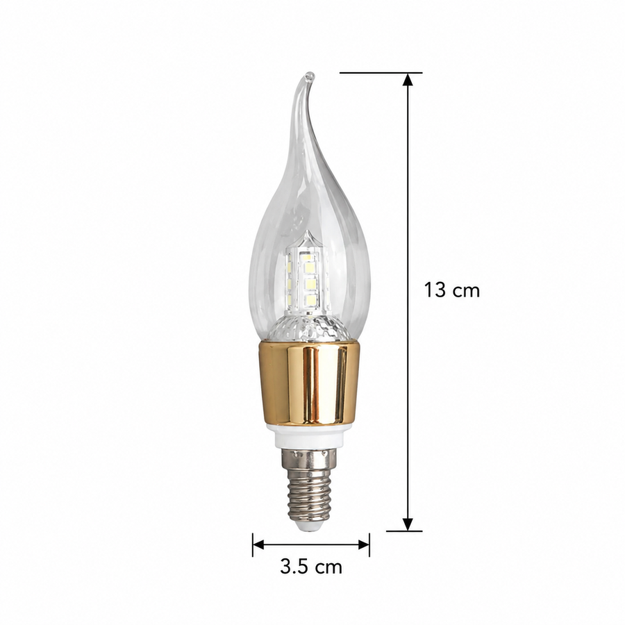 Λάμπα LED E14 Κερί, 9W, Θερμό Φως, 3000Κ, Χρυσό