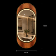 NORILSK LED Καθρέφτης, 55x110cm, Γυαλιστερό χρυσό, Αισθητήρας, Φως 3000K, 4000K, 6000K, Σύστημα απολέπισης, Μέταλλο, Λειτουργίες ρολογιού και θερμοκρασίας