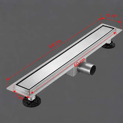 Τύπος υδρορροής δαπέδου Siphon 7 x 60 cm, ανοξείδωτο ατσάλι 304, ασήμι
