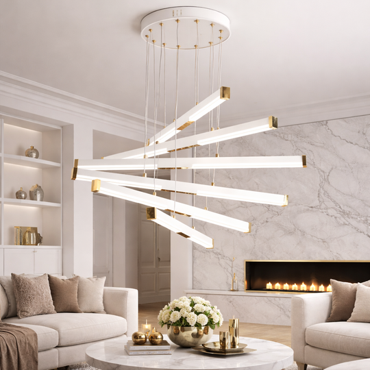 Κρεμαστός ακρυλικός πολυέλαιος LED LT183/6WH, 81W, Light 3000/4000/6000K, Λευκοί, ρυθμιζόμενου ύψους LED πολυέλαιοι με τηλεχειριστήριο Προεπιλεγμένος τίτλος Alessandro Design