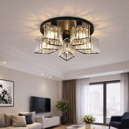 Modern Classic Chandelier Sasha, LC117/5BK, 5x E27, Metal and Crystal, Black, Shade Classic Chandeliers Προεπιλεγμένος τίτλος Alessandro Design