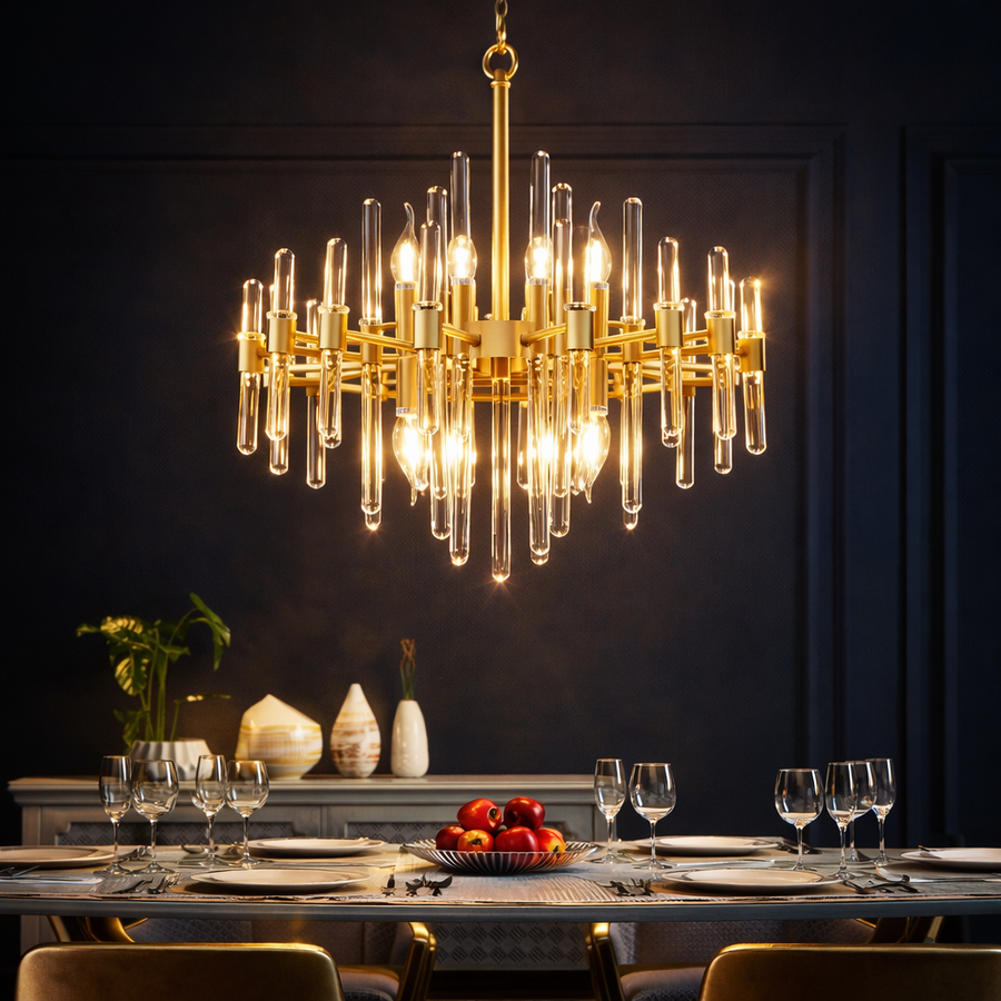 Crystal Chandelier CC850/480GD, 6xE14, 48X45cm, Ρυθμιζόμενο ύψος, Γυαλιστερό Χρυσό, Ρυθμιζόμενο Ύψος, Κομψή σχεδίαση, Μεταλλικοί και Κρυστάλλινοι Πολυέλαιοι Προεπιλεγμένος τίτλος Alessandro Design