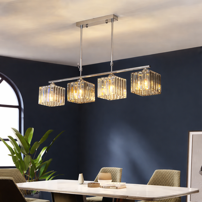 Classic Modern Georgian Chandelier, LC116/4, 4x E27, Chrome and Grey Glass, Metal and Crystal, Shade Classic Chandeliers Προεπιλεγμένος τίτλος Alessandro Design