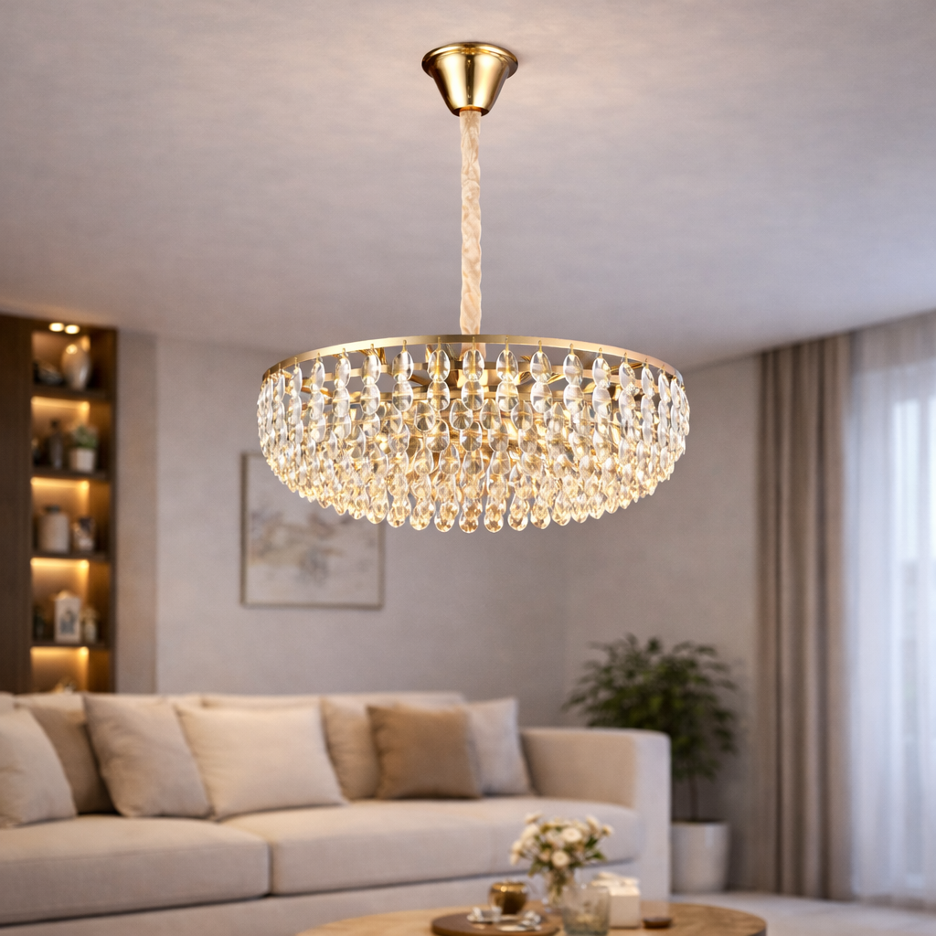 Crystal Chandelier CC1677/600GD, 12xE14, Shiny Gold, Ρυθμιζόμενο ύψος, Metal and Crystal Crystal Chandeliers Προεπιλεγμένος τίτλος Alessandro Design