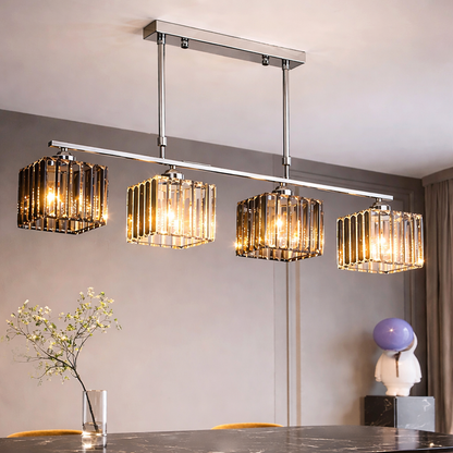 Classic Modern Georgian Chandelier, LC116/4, 4x E27, Chrome and Grey Glass, Metal and Crystal, Shade Classic Chandeliers Προεπιλεγμένος τίτλος Alessandro Design