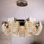 Κρυστάλλινος πολυέλαιος LED 24W, STRATUS Regalis, διάμετρος 80 cm, γυαλιστερό χρώμιο, ρυθμιζόμενο ύψος, θερμό ουδέτερο ψυχρό φως 3000K/4000K/6000K, μεταλλικοί και κρύσταλλοι πολυέλαιοι Προεπιλεγμένος τίτλος Alessandro Design
