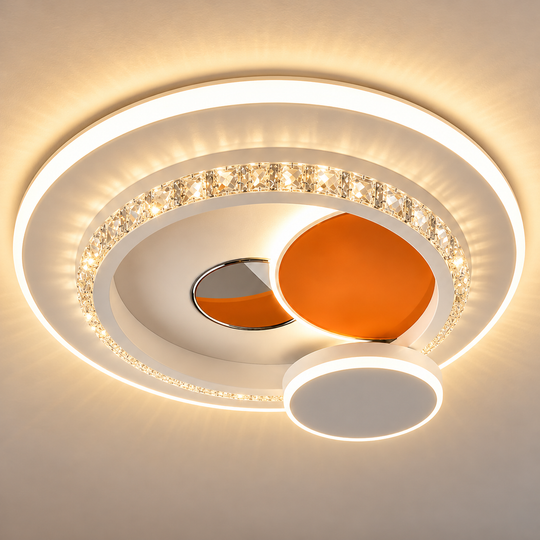 Πολυέλαιος LED με κρύσταλλο HELIOX, 40W, 4 κύκλοι, Κρύο/Ζεστό/Ουδέτερο φως, Λευκό