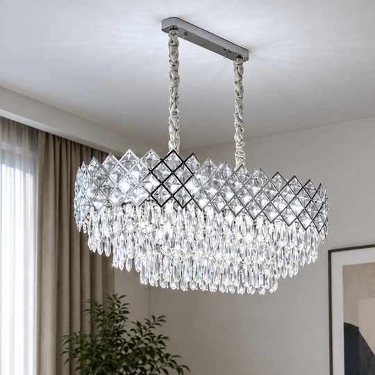 VECTORIA Supremo Crystal Chandelier, 10xE14, Διάμετρος 75x39cm, Γυαλιστερό χρώμιο, Ρυθμιζόμενο ύψος, Μέταλλο και Κρύσταλλο