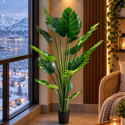 Τεχνητό φυτό Τύπος Monstera Deliciosa, Με Πλούσια Φύλλα, 180 cm, Πράσινο