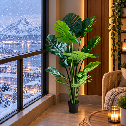 Τεχνητό φυτό Τύπος Monstera Deliciosa, Με Πλούσια Φύλλα, 160 cm, Πράσινο