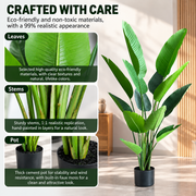 Τεχνητό φυτό Τύπος Strelitzia Nicolai (Bird of Paradise), 220 cm, 13 φύλλα, Πράσινο