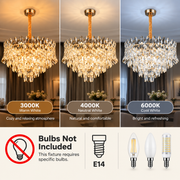 Crystal Chandelier MONARCH Magno 12xE14, Διάμετρος 60cm, Ύψος 40cm, Γυαλιστερό Χρυσό, Ρυθμιζόμενο Ύψος, Κομψή σχεδίαση