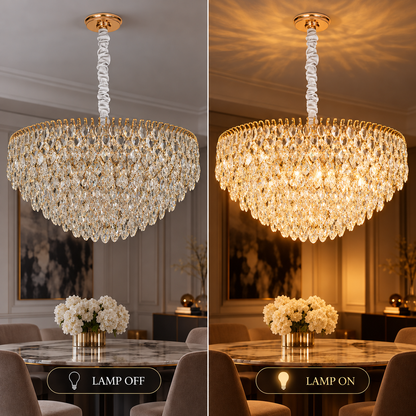 ERDENET Nobile Crystal Chandelier, 5xE14, Διάμετρος 40 cm, Μέταλλο και Κρύσταλλο, Γυαλιστερό χρυσό, Ρυθμιζόμενο ύψος